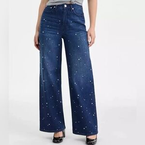 NWT On 34th High Waisted Embellished Dark Denim Jeans